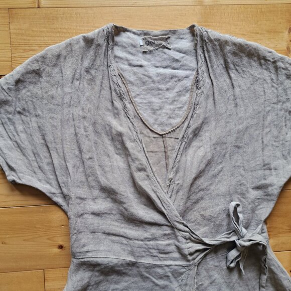 Handmade RAW LINEN Wrap dress - Picture 2 of 5